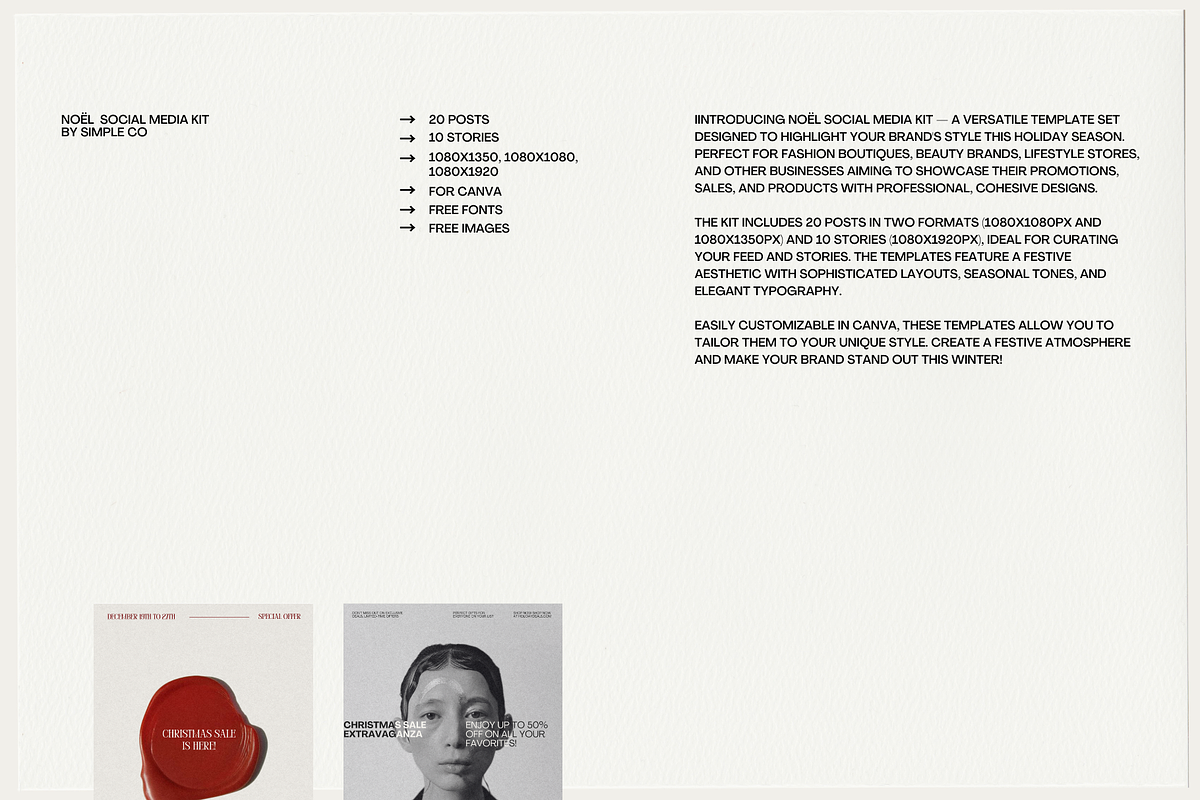 Noël | Holiday Social Media Kit, a Social Media Template by Simple có (Photo 2 of 9)
