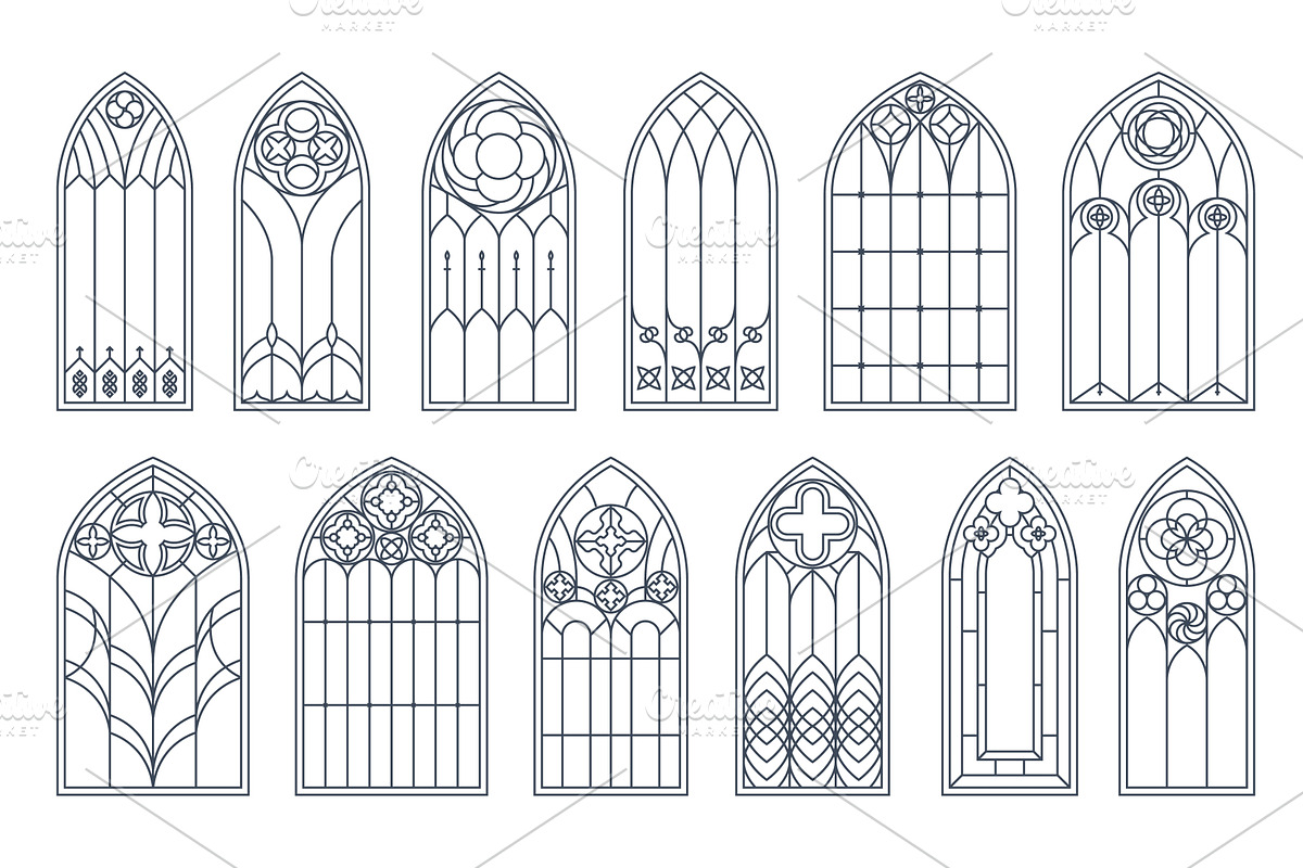 Medieval arch gothic church windows, an Object Illustration by Buch&Bee
