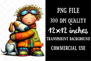 Puppy with Boy Whimsical Clipart, a Person Illustration by Designking (Thumbnail 4 of 5)