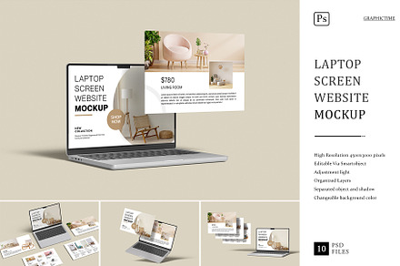 Laptop Screen Website Mockup