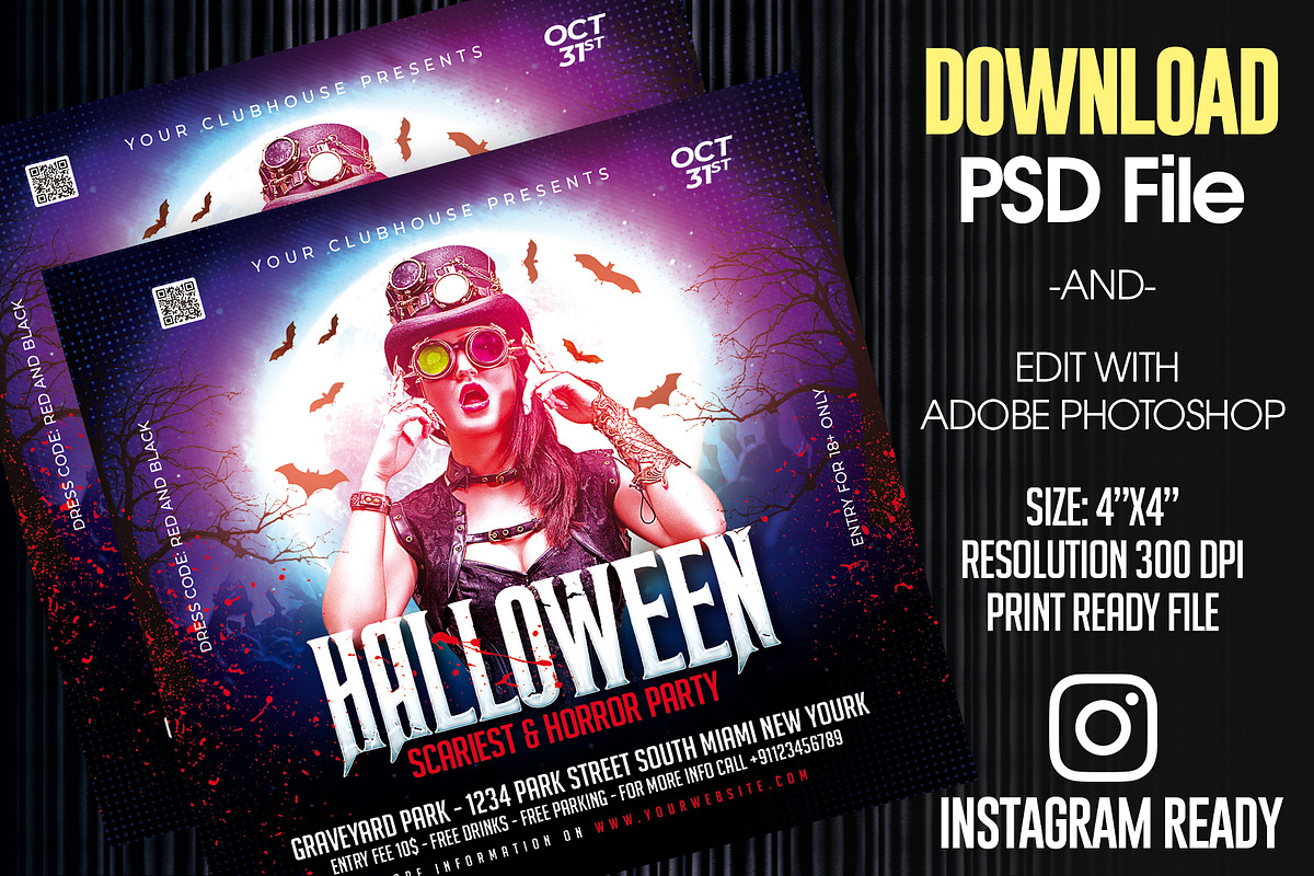 Halloween Flyer Template, a Templates & Theme by MithilaCreation (Photo 2 of 6)