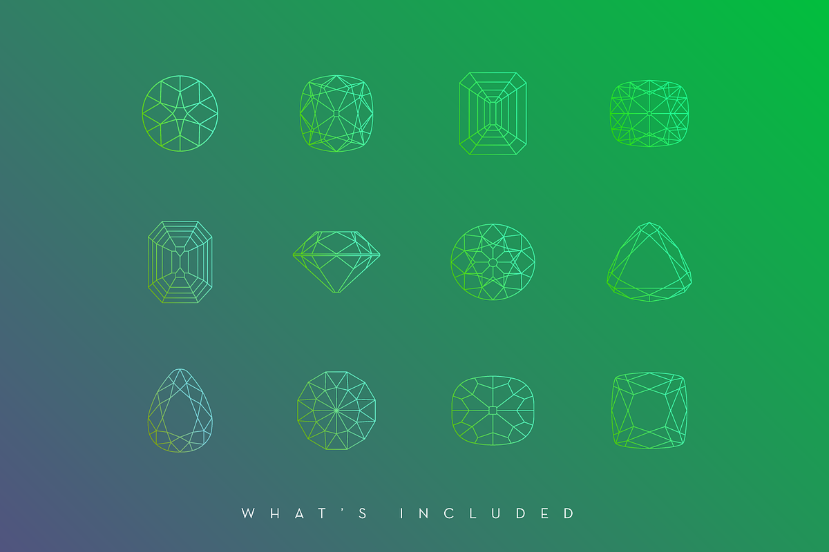 Gemstone and Jewel Wireframes, a Decorative Illustration by digiful (Photo 3 of 3)