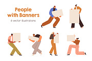People with blank banners set, a Person Illustration by Good Studio (Thumbnail 1 of 4)