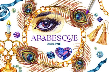 Arabian night - watercolor png, a Decorative Illustration by NataliMiasStore