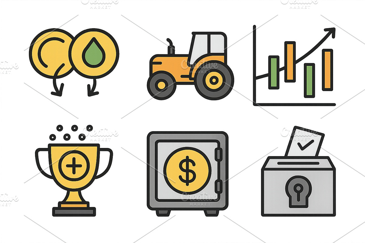 Icons representing agriculture, a Finance Illustration by ZinetroN