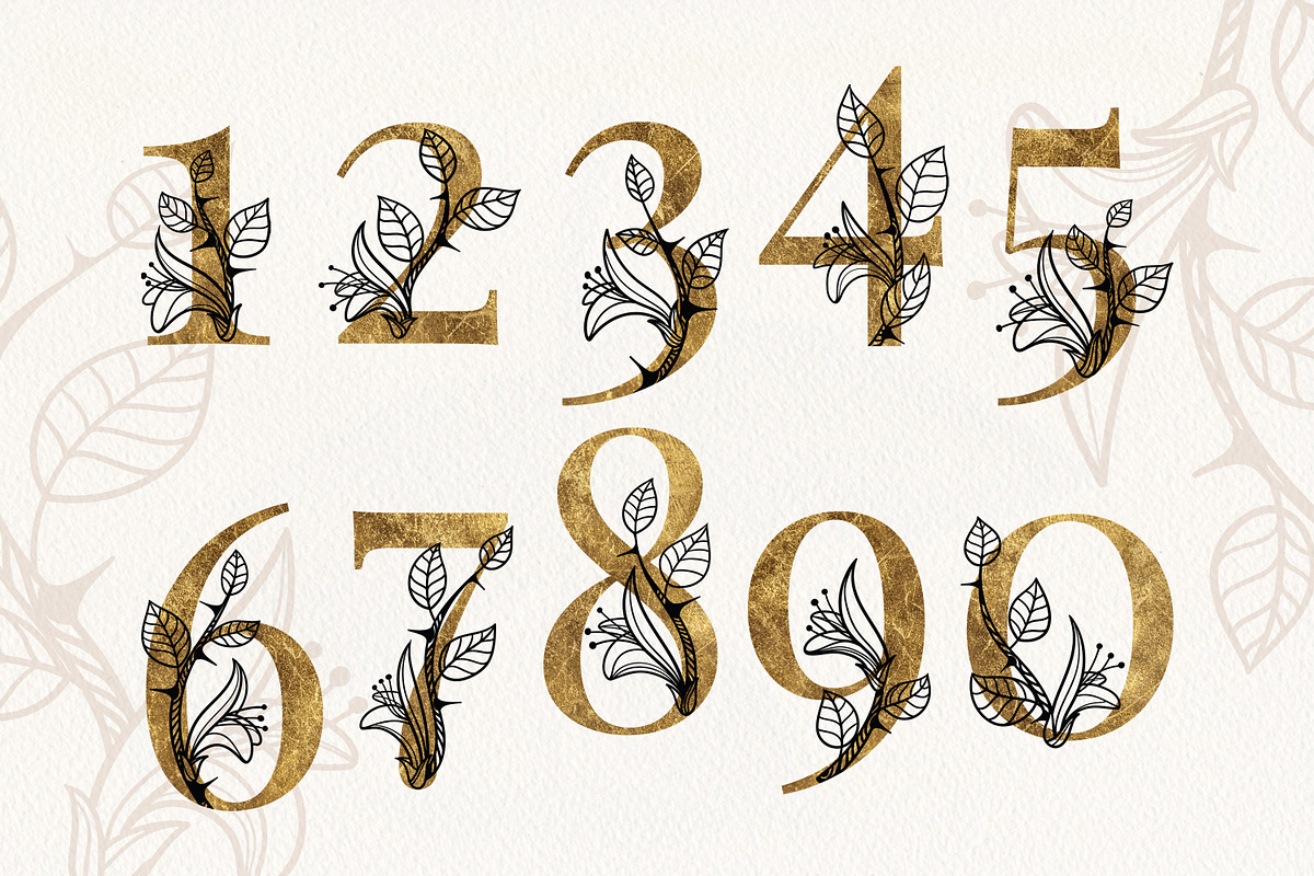 THORN Floral Gold Alphabet, a Decorative Illustration by Olga Begak Art & Design (Photo 3 of 8)