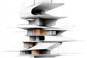 Modern building architectural sketch, an Abstract Photo by Pixeness Studio
