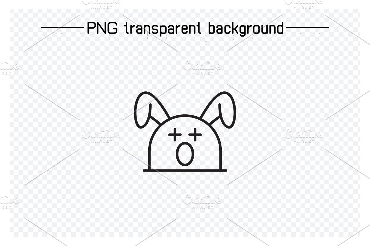 Yawning and Amazed Rabbit Emojis Set, an Outline Icon by Designfour (Photo 5 of 7)