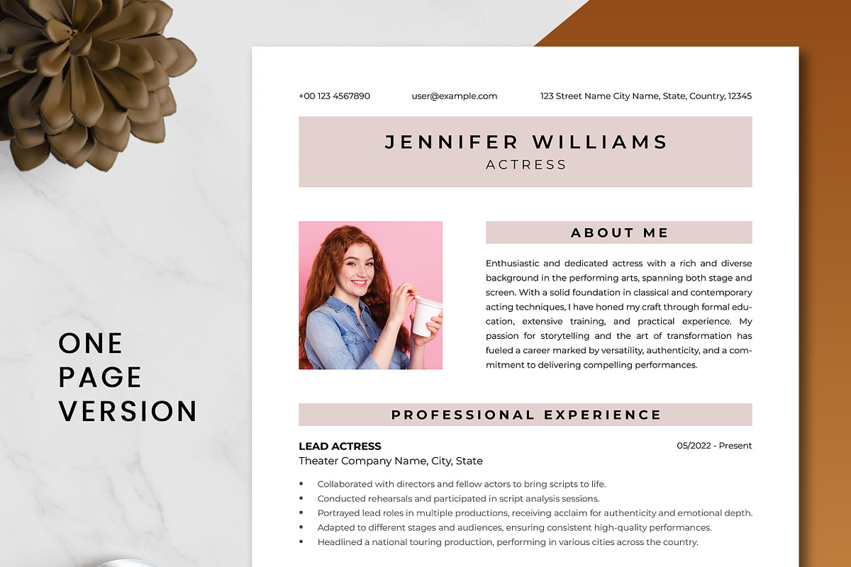Actress Resume Template, a Resume Template by ResumeInventor (Photo 2 of 9)