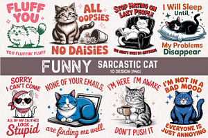Funny Sarcastic Cat PNG, an Illustration by CreationArt