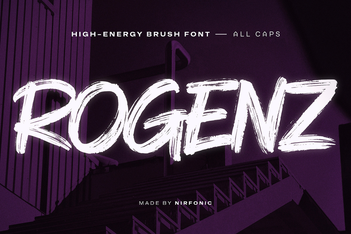 ROGENZ — High-Energy Brush Font, a Handwritten Font by nirfonic (Photo 1 of 8)