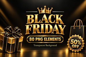 Black Friday 3D PNG Elements