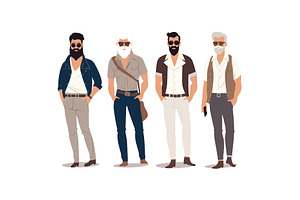 Four Stylish Men In Casual Fashion