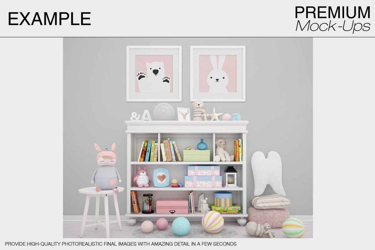Nursery Wallpaper & Frames Mockups, a Product Mockup by mock-ups (Photo 14 of 23)