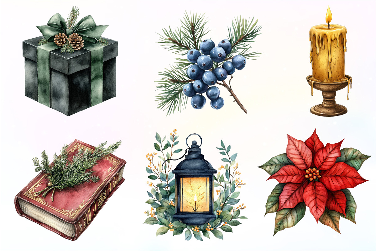 Moody Christmas Clipart Bundle, an Illustration by Dream Creation (Photo 3 of 7)