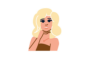 Smiling blonde woman touching chin, an Object Illustration by pikepicture