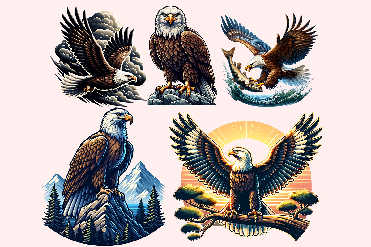 Eagle Clipart PNG Bundle, an Illustration by M9 Design (Photo 5 of 7)