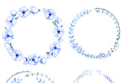 Watercolour clipart Blue Wreaths, a Decorative Illustration by AqwaColor (Thumbnail 3 of 5)