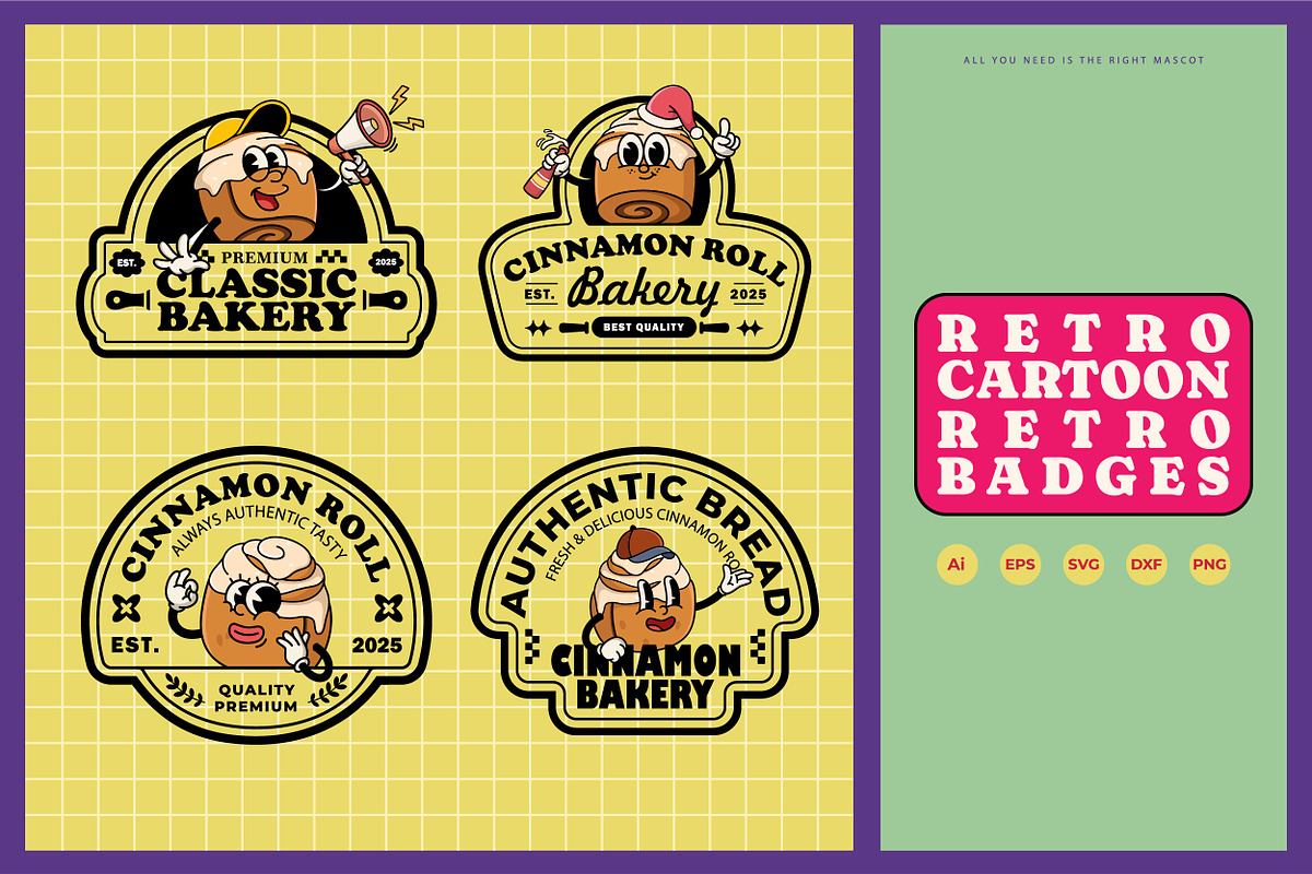 15 Variant Cinnamon Rolls Badges, a Food Illustration by Allmostudio (Photo 1 of 4)