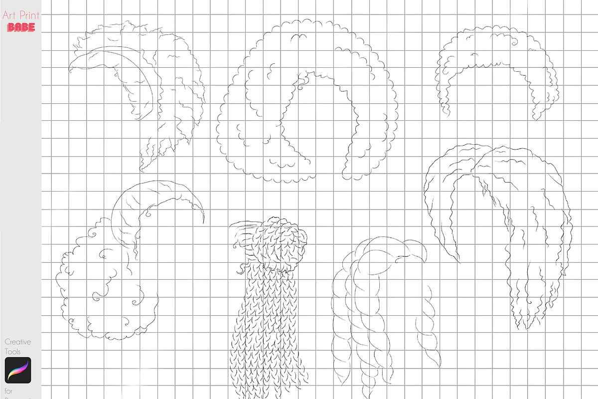 Procreate Hair Styles Anime Chibi, a Brush Add-On by ArtPrintBabe (Photo 14 of 14)