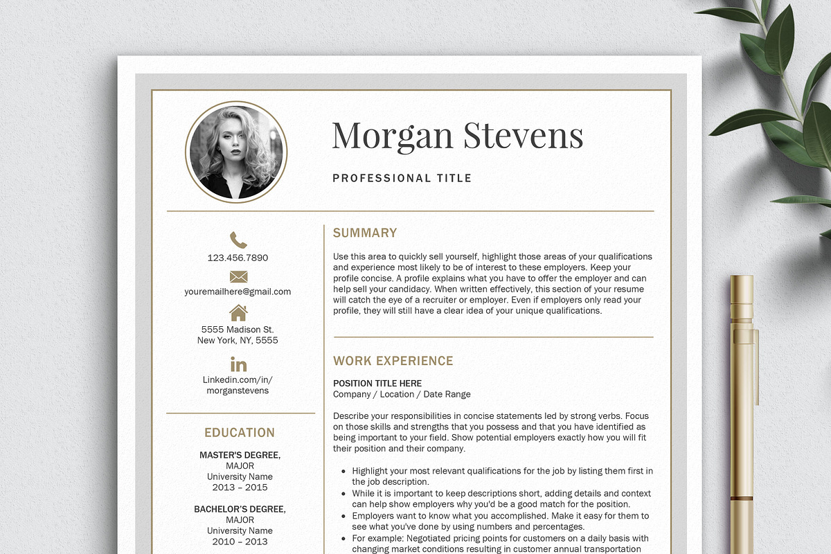 3 Page Resume Template CV with Photo, a Resume Template by Klamp Studio (Photo 9 of 10)