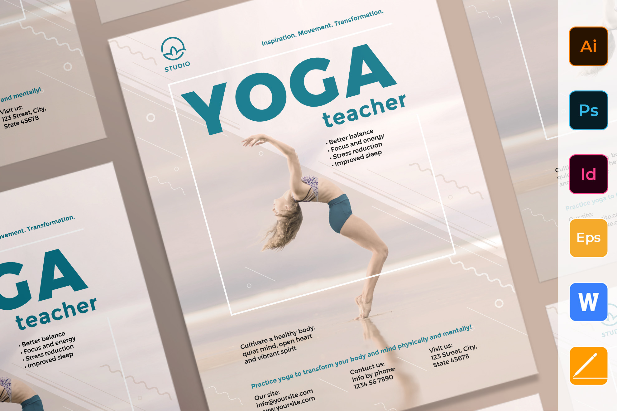 Yoga Instructor Poster, a Flyer Template by TemplatesNow!