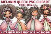 Melanin Queen Clipart Bundle, a Person Illustration by RobertsArt (Thumbnail 1 of 5)