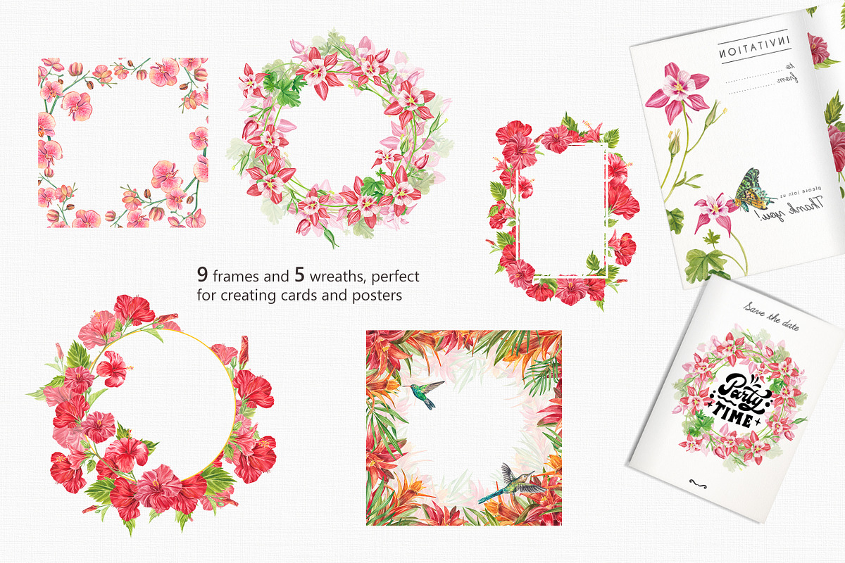 Tropic flower watercolor clip art, a Decorative Illustration by Nastya Che (Photo 4 of 9)