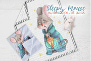 Sleepy baby mouse clipart bundle., a Decorative Illustration by RivusArt (Thumbnail 4 of 4)