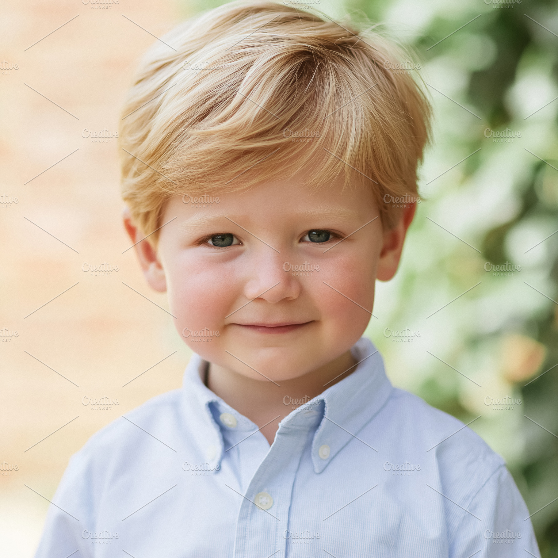 Young child portrait smiling, happy blonde boy enjoying childhoo, a Person Photo by Studio ANNA