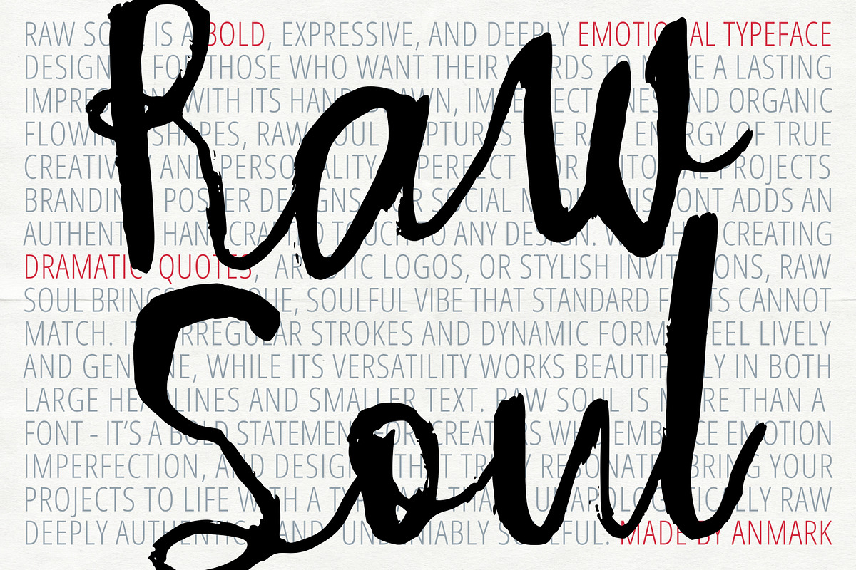 Raw Soul Expressive Messy Script, a Script Font by AnMark (Photo 1 of 15)