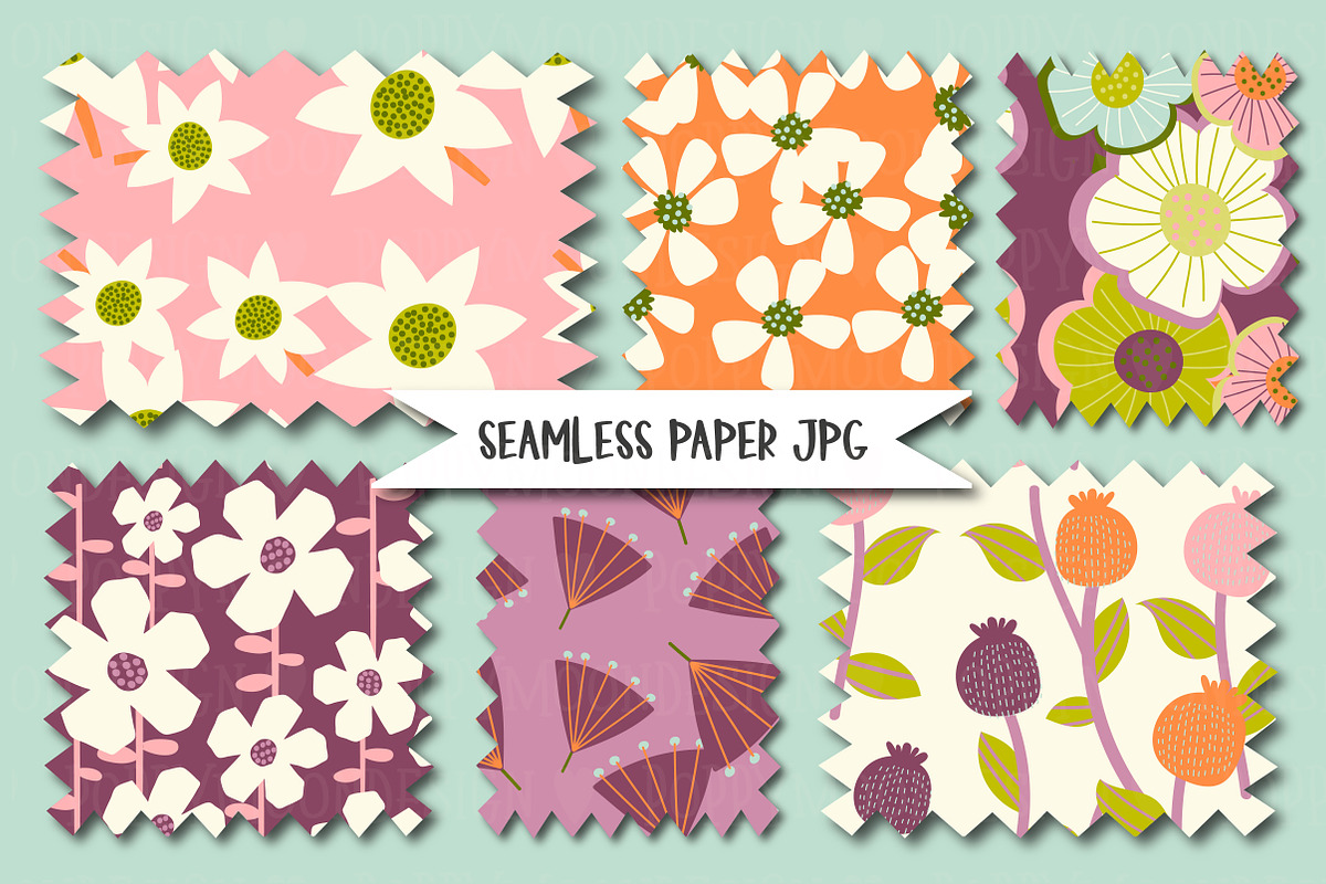 Retro Garden seamless patterns, an Illustration by Poppymoondesign (Photo 4 of 7)