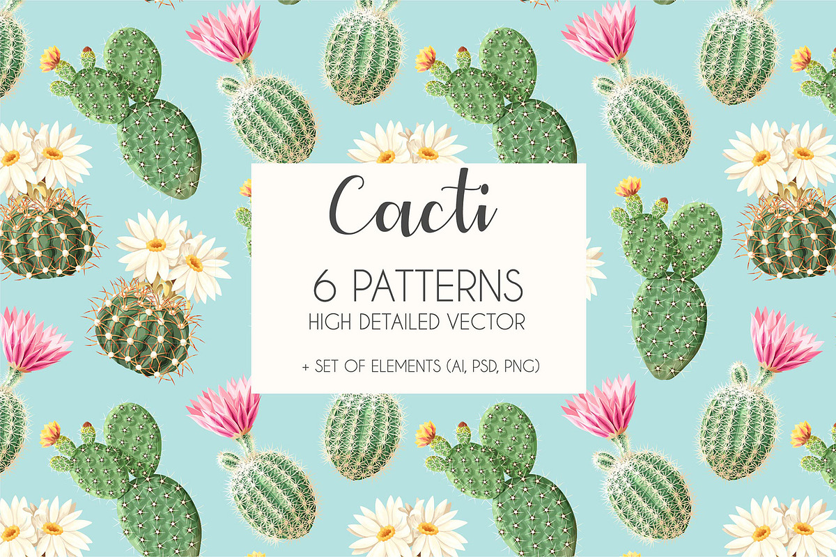 Cacti Patterns, a Pattern Graphic by GreyLilac