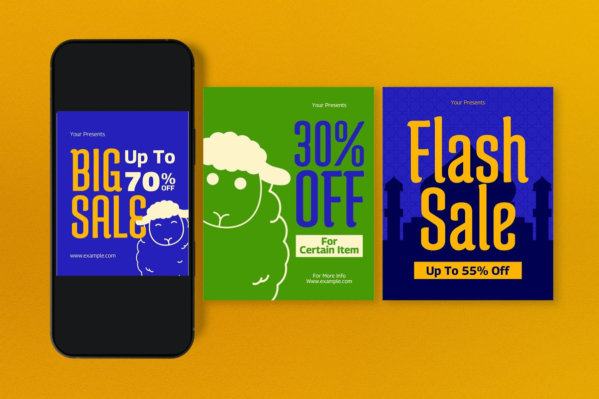 Green Blue Eid Al-Adha Sale Banner, a Social Media Template by graphicook (Photo 2 of 4)