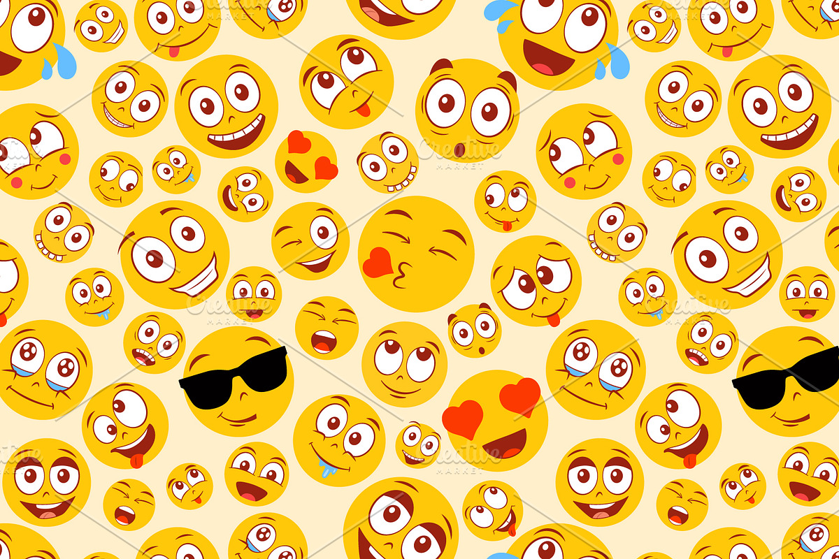 Colorful emoji pattern., a Decorative Illustration by Yayasya (Photo 1 of 2)