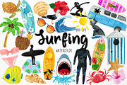 Watercolor Surfing Clipart, Surf, an Object Graphic by Paulaparaula (Thumbnail 1 of 3)