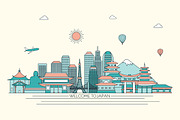 Japan line art skyline, a Work Illustration by LisaKolbasa (Thumbnail 3 of 3)
