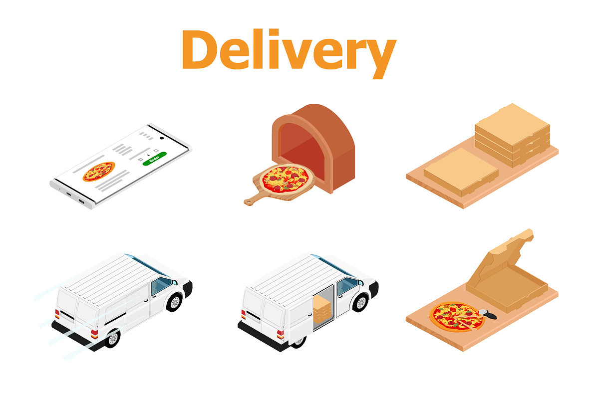 Isometric Pizza Scene Creator, a Food Illustration by Viktorijareut (Photo 5 of 7)