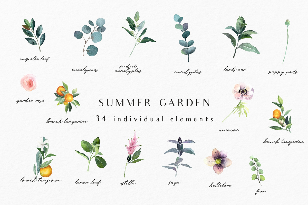 SALE! Summer garden - floral graphic, an Illustration by Youksy (Photo 5 of 24)