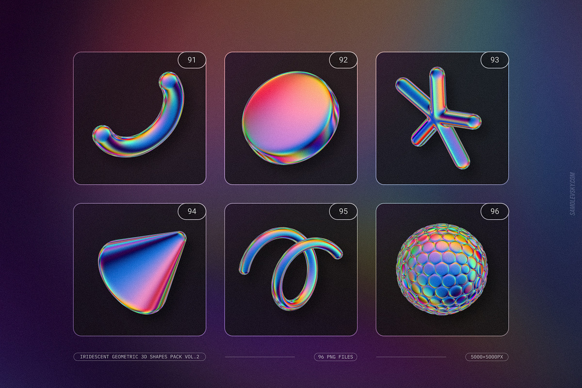 Iridescent Geometric 3D Shapes vol.2, an Object Graphic by Samolevsky (Photo 21 of 23)
