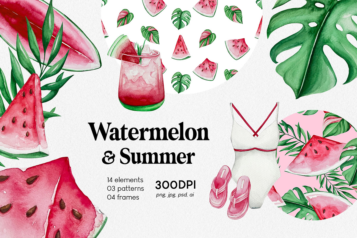 Watercolor - Watermelon Tropical, a Decorative Illustration by bylin_illustration (Photo 1 of 5)