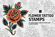 PROCREATE - Flower Tattoo Stamps, an Illustration by Born to Love (Thumbnail 1 of 2)