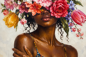 Woman Wearing Floral Headpiece, an Abstract Photo by Hamza067
