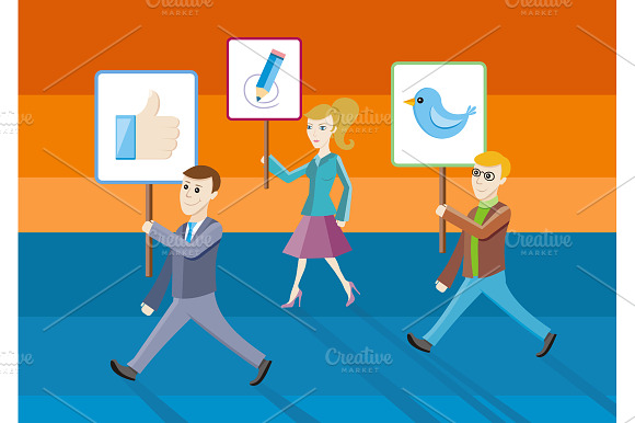People showing posters with icons preview 2