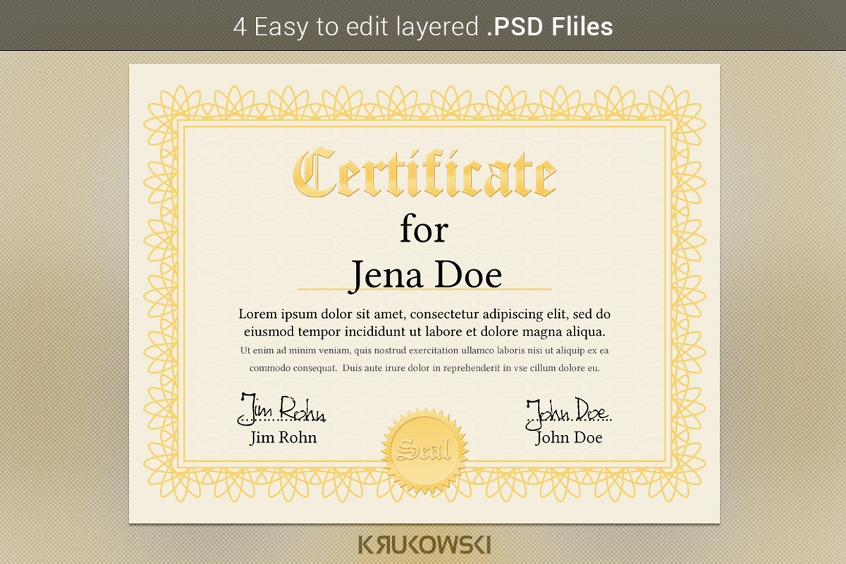 Certificate Template, a Stationery Template by Krukowski Graphics (Photo 3 of 3)