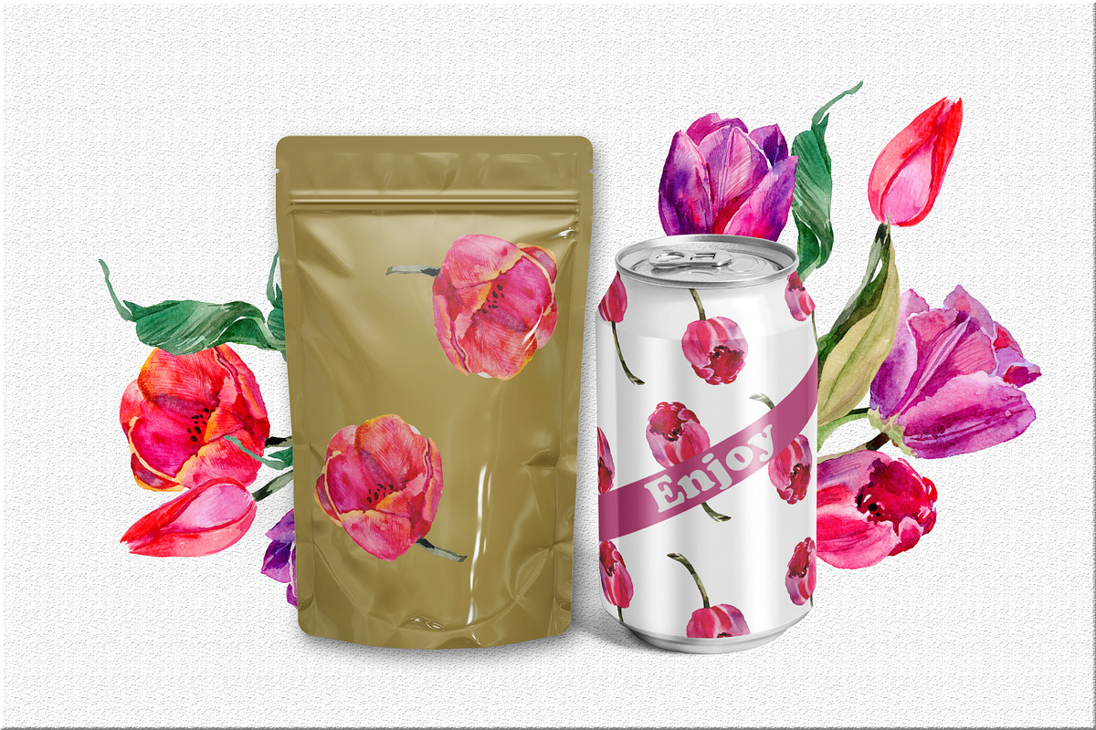 Tulips PNG watercolor flower set, a Seasonal Illustration by WatercolorPNG.com (Photo 5 of 7)