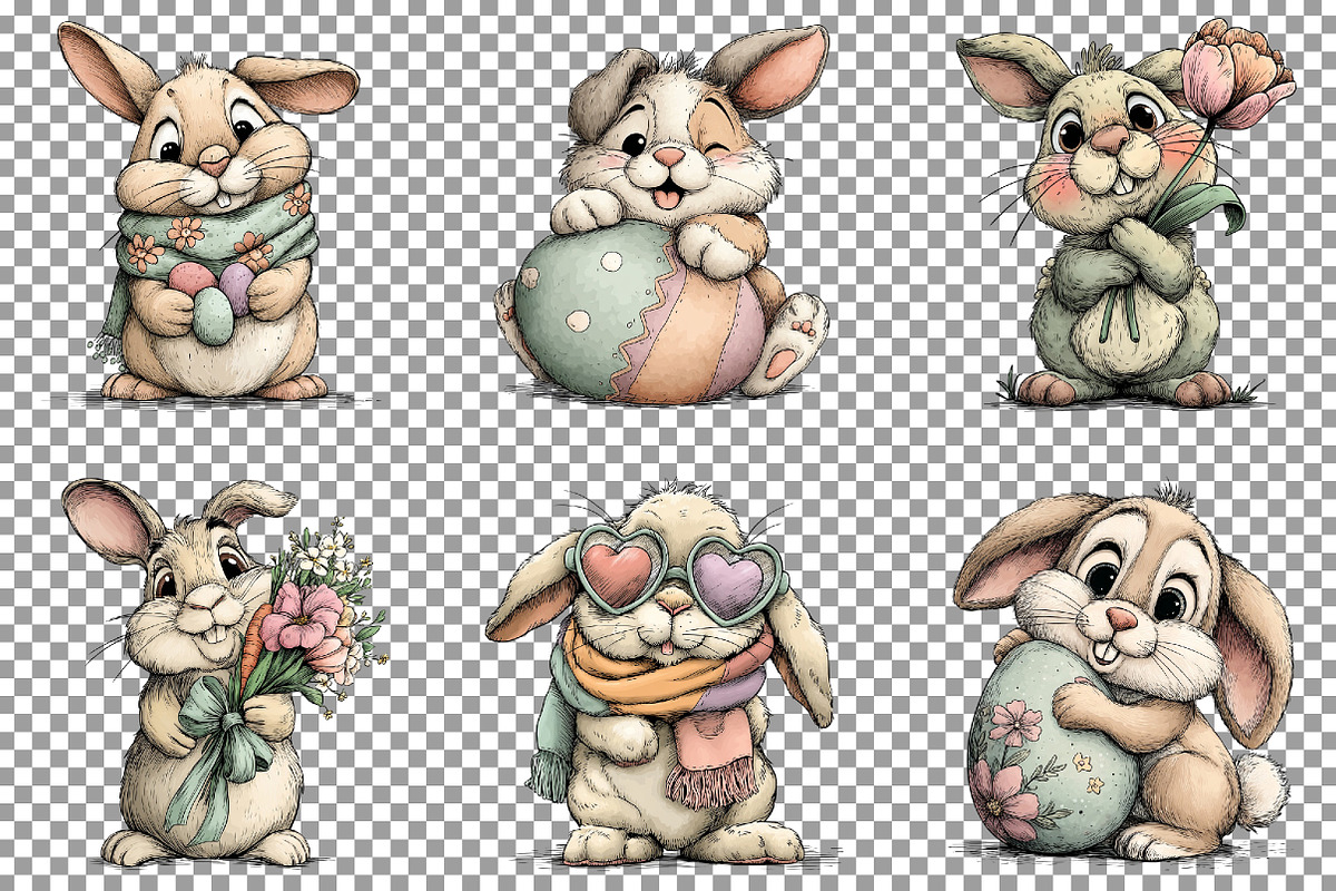 Whimsical Easter Bunny Clipart, an Illustration by Sublimation Artist (Photo 4 of 6)