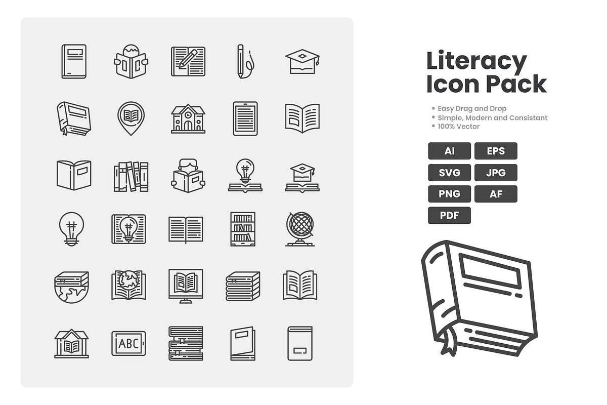 Literacy & Education Icon Set, an Outline Icon by erifqizeicon (Photo 1 of 3)