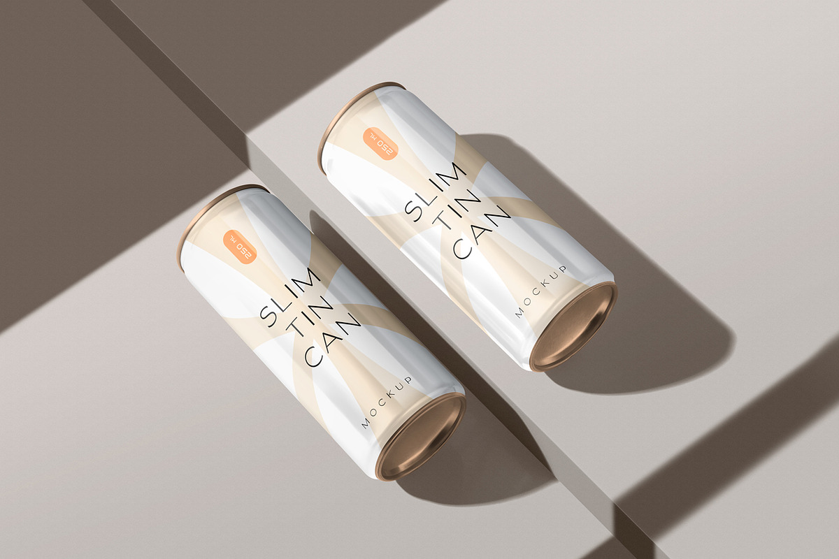 250ml Slim Tin Can Mockups, a Packaging Mockup by DesignNeutrons (Photo 3 of 7)
