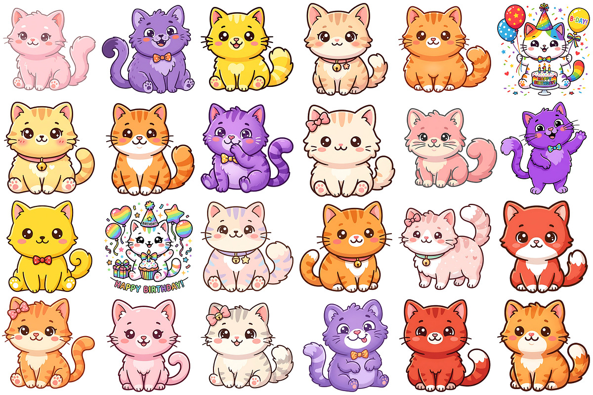 Cute Cat Clipart, an Animal Illustration by Forhadx5 (Photo 6 of 8)